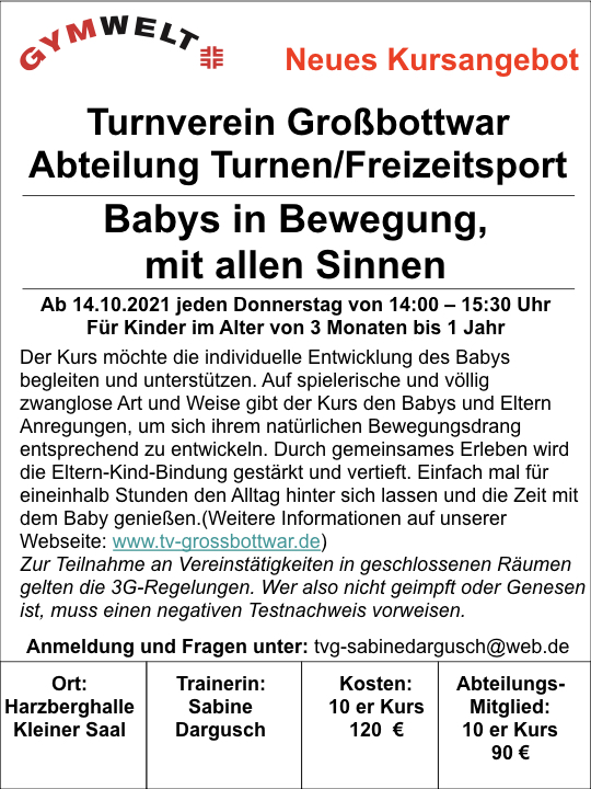 TV Grossbottwar: Kurs Babys in Bewegung