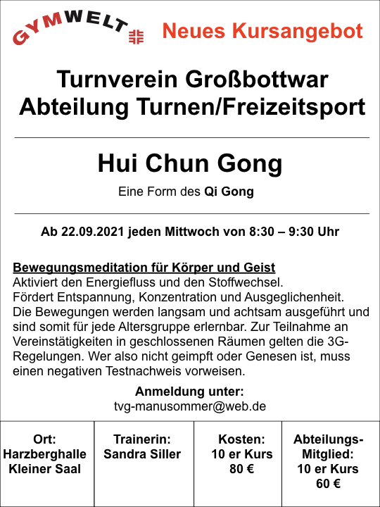 TV Grossbottwar: Kurs Hui Chun Gong