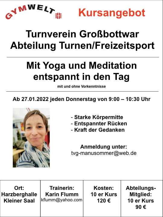 TV Grossbottwar: Kurs Yoga und Meditation